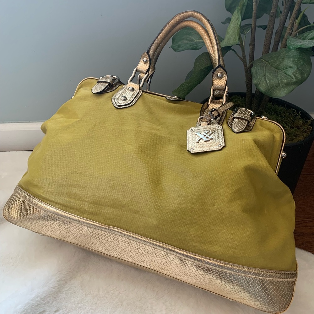 Maxx New York Green and Gold Overnight Bag